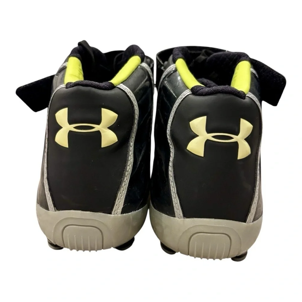Under Armour Mens 12 Cleats Football Black Neon Green Ankle Lace Up Sports EUC